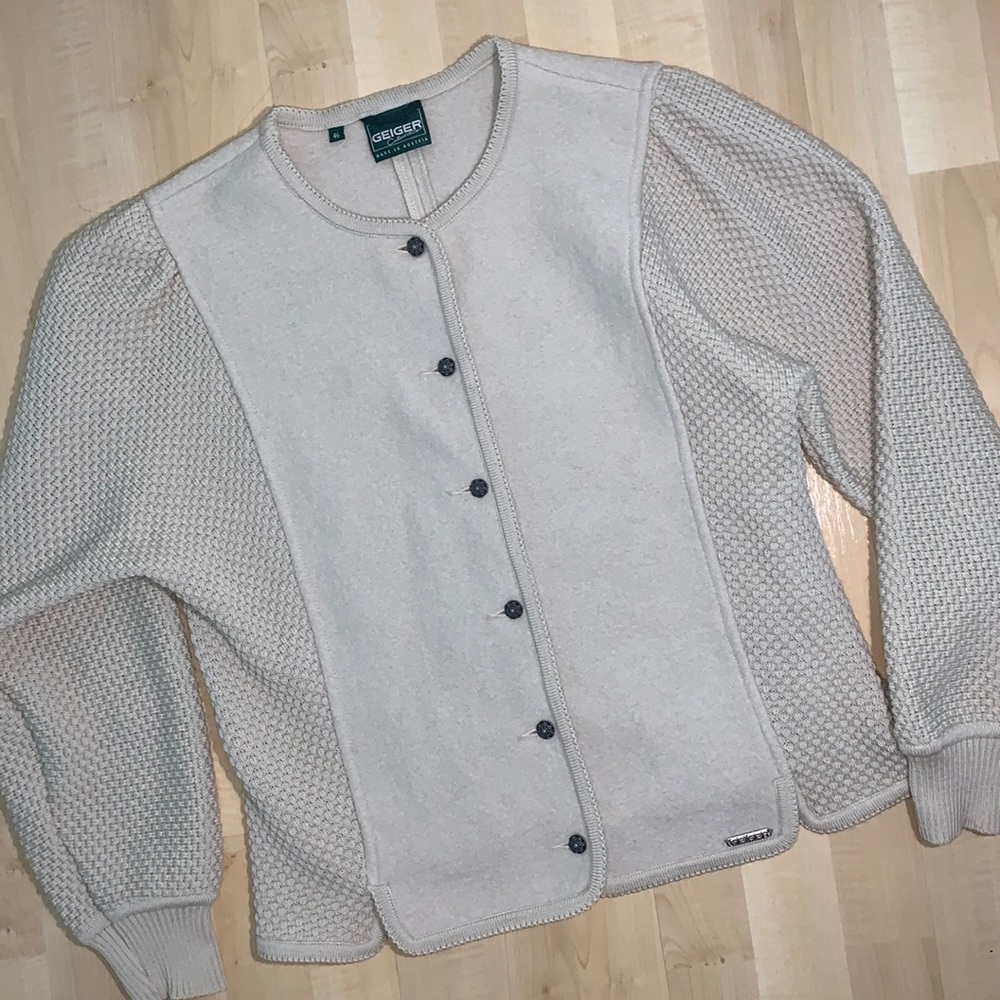 GEIGER Collections Vintage Boiled Wool Button Sweater